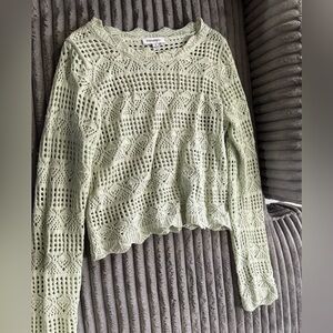 Freshman Light Green Crochet Top